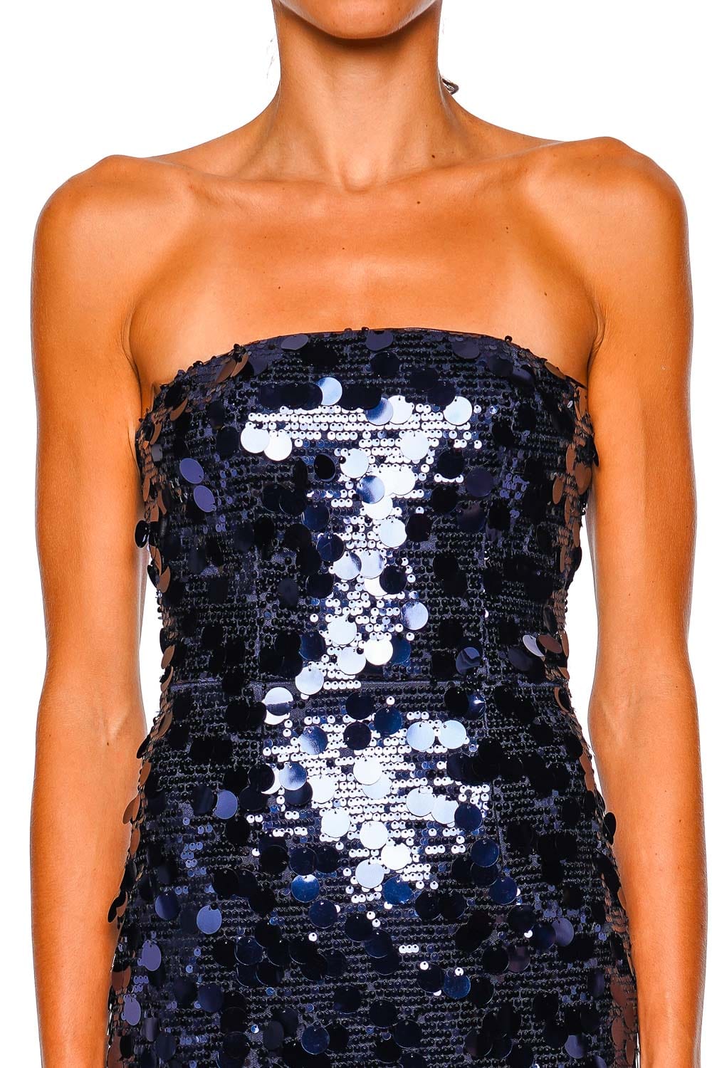 Bronx and Banco Marni Navy Sequin Strapless Combo Maxi Dress