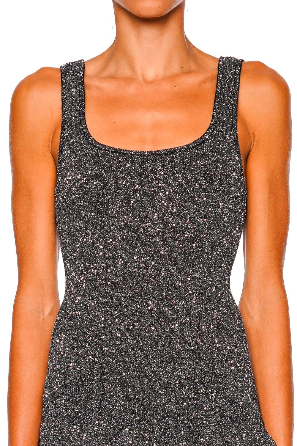 LoveShackFancy Sarajane Black Glittered Sleeveless Mini Dress