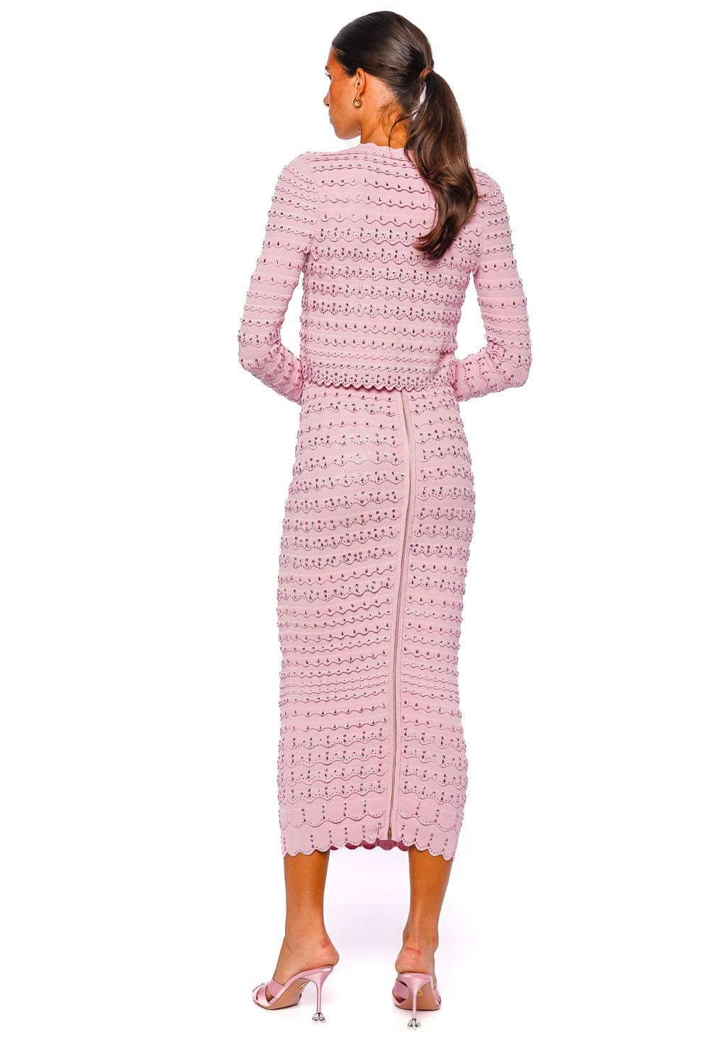 LoveShackFancy Ferris Cardigan Ballet Slipper Pink Long Sleeve