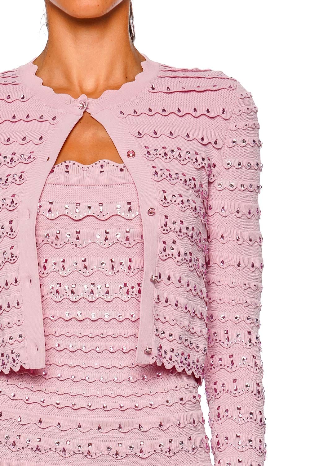 LoveShackFancy Ferris Cardigan Ballet Slipper Pink Long Sleeve
