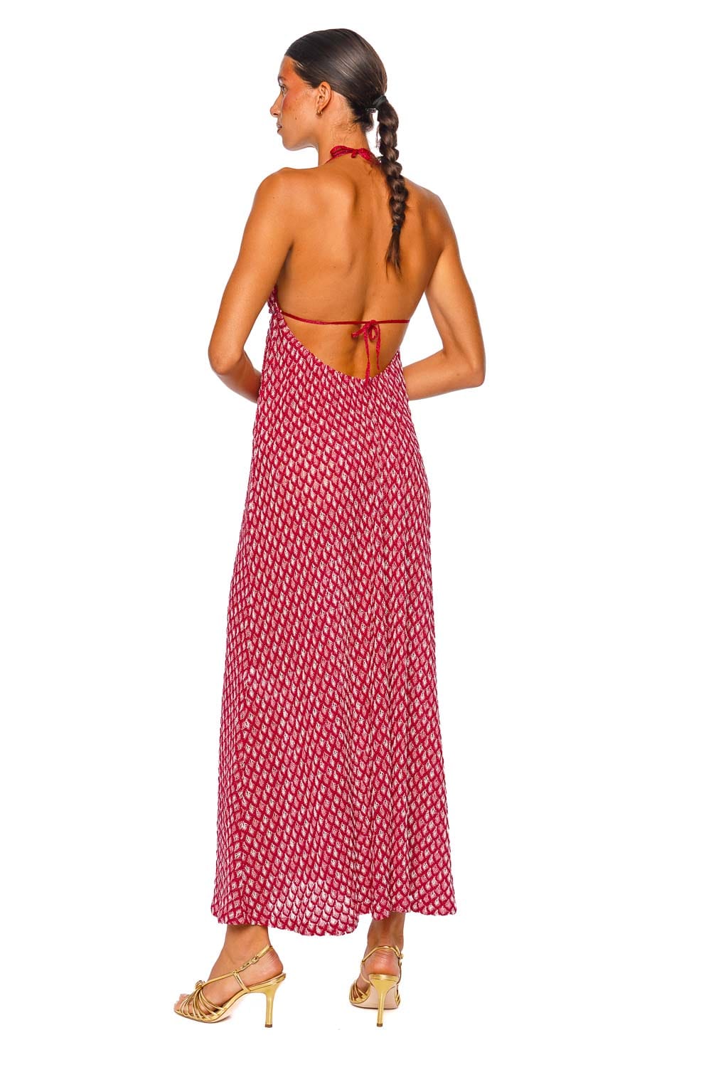 MISSONI Red & Pink Raschel Lace Cover Up Maxi Dress
