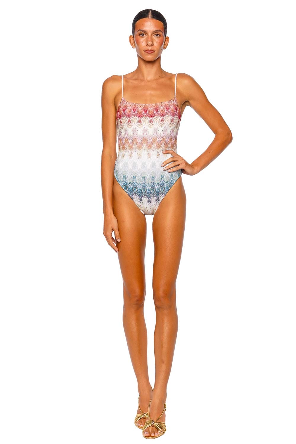 MISSONI ONE PIECE Multicolor Strappy Open Back Swimsuit