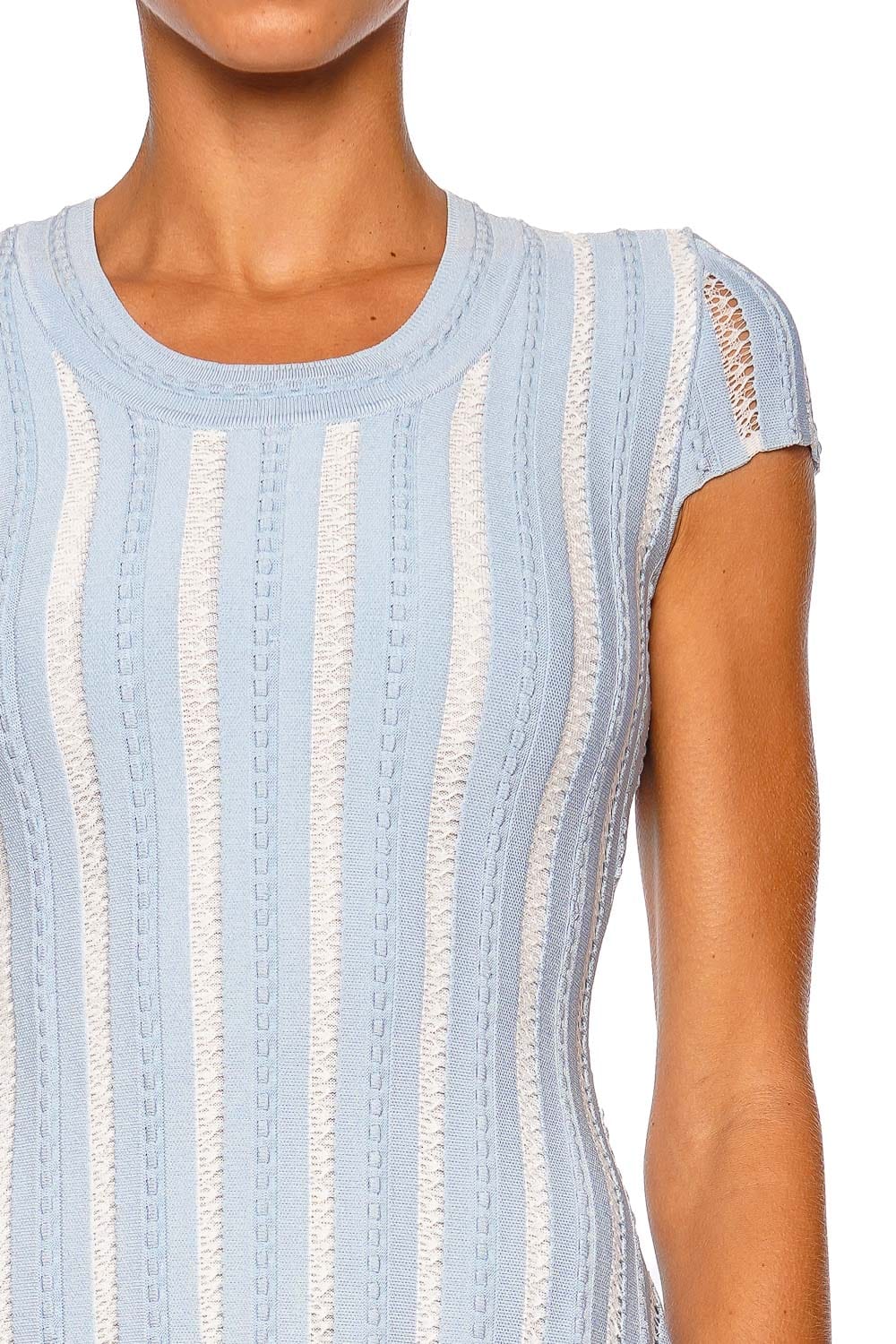 SIMKHAI Triana Bluebell Ivory Cap Sleeve Mini Dress