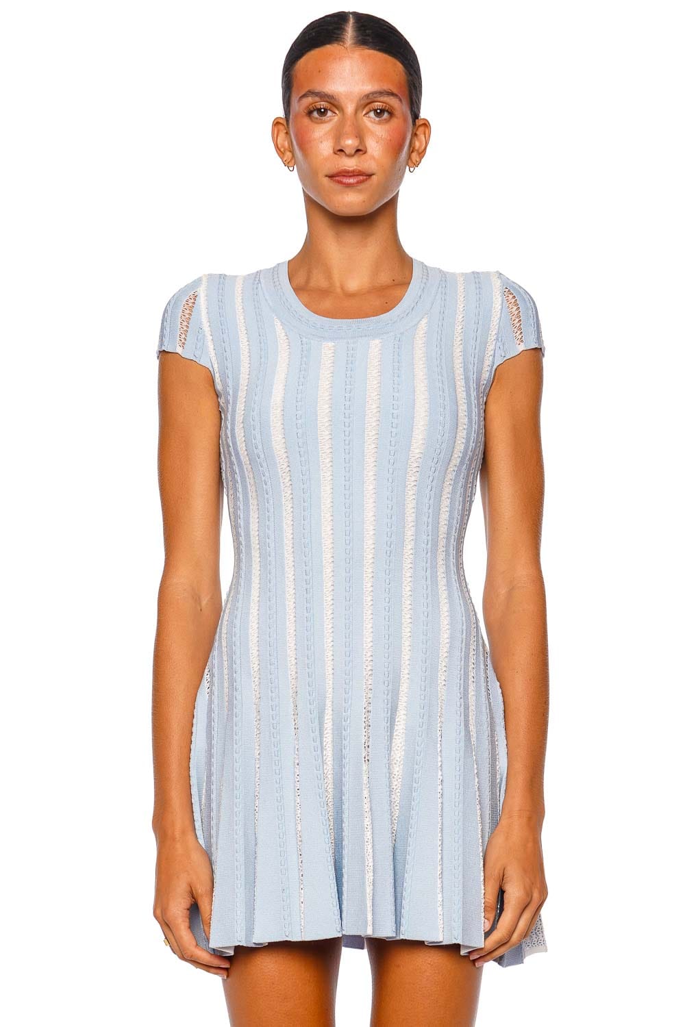 SIMKHAI Triana Bluebell Ivory Cap Sleeve Mini Dress