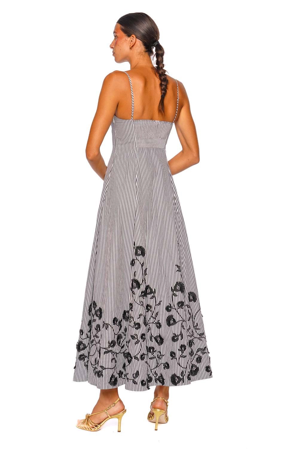 SIMKHAI Rudie Ivory Bluebell Striped Bustier Strap Maxi Dress