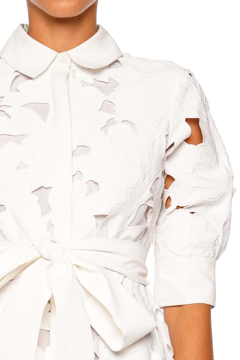 SIMKHAI Avienne White Elbow Sleeve Midi Dress