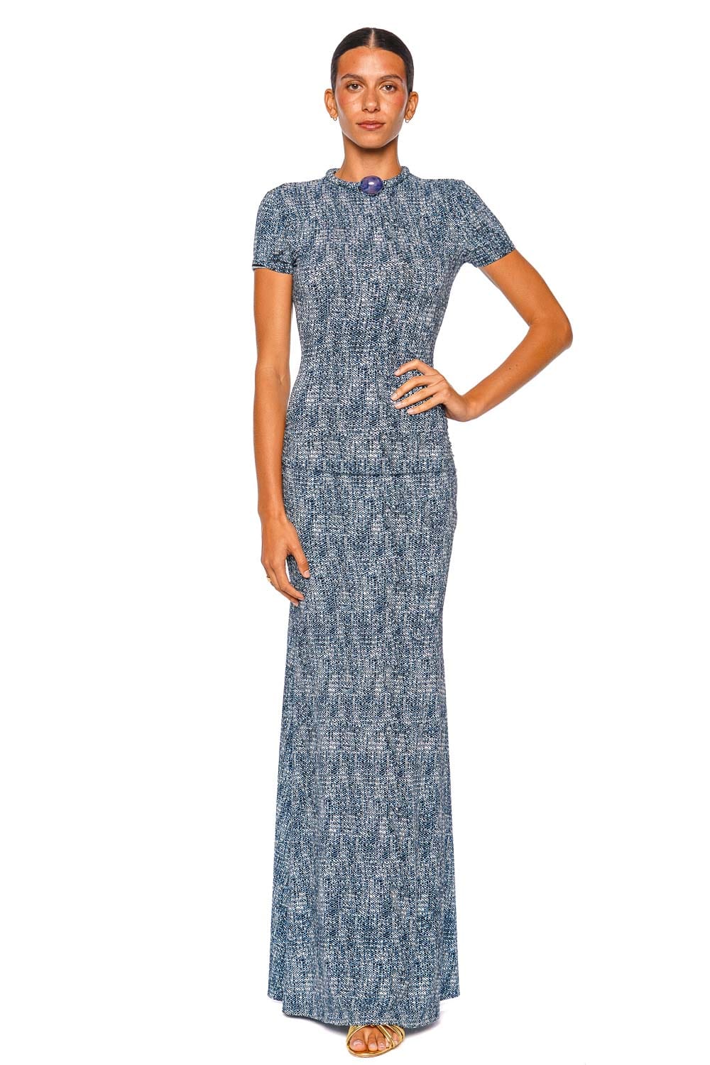 Yara Embellished Short Sleeve Maxi Dress