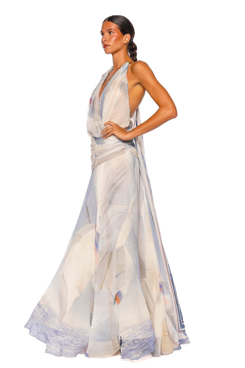 ZIMMERMANN Clash Sail Draped Silk Maxi Dress