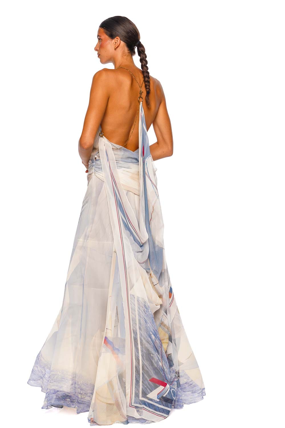 ZIMMERMANN Clash Sail Draped Silk Maxi Dress