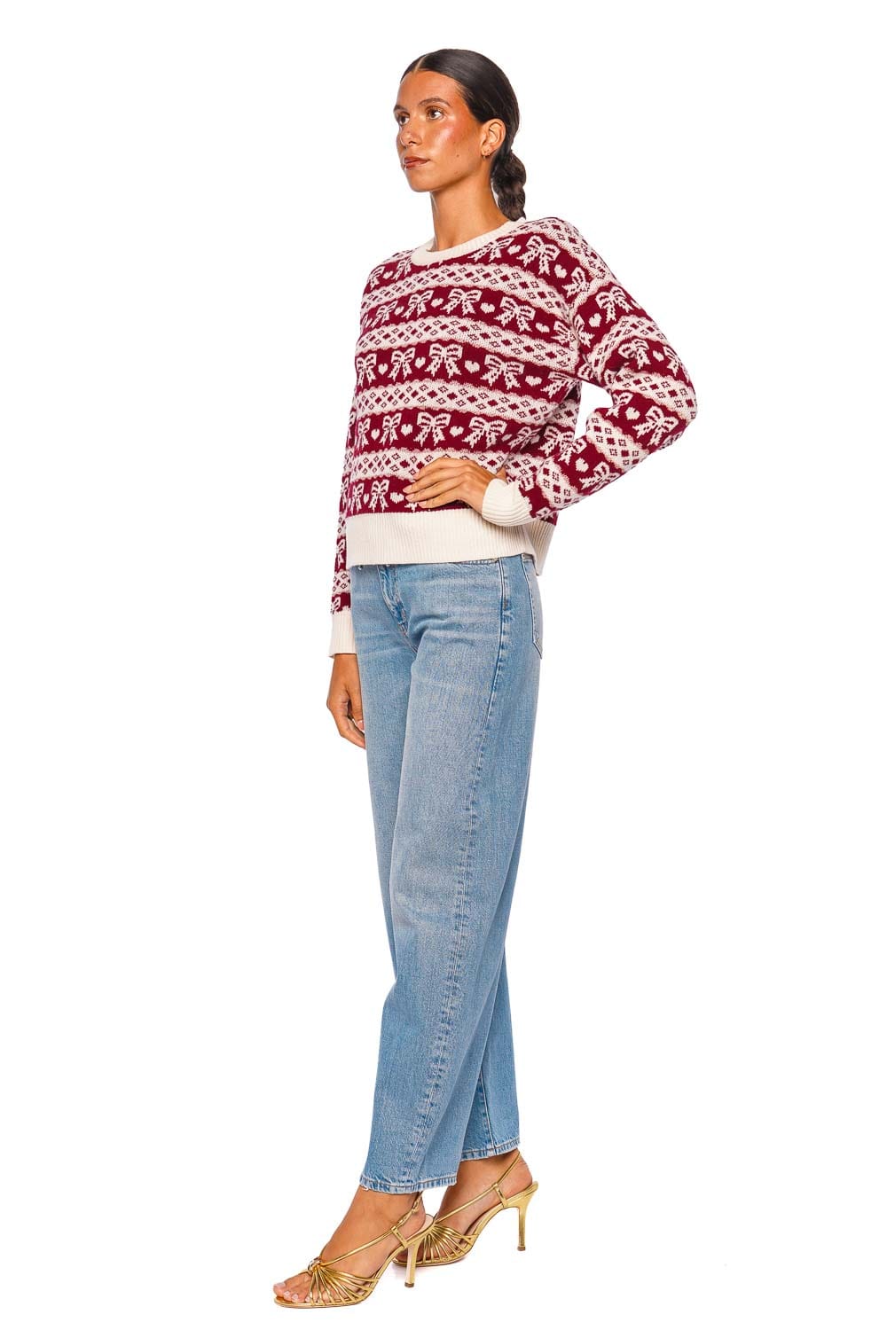 LoveShackFancy Opalette Cranberry Frost Metallic Knit Pullover