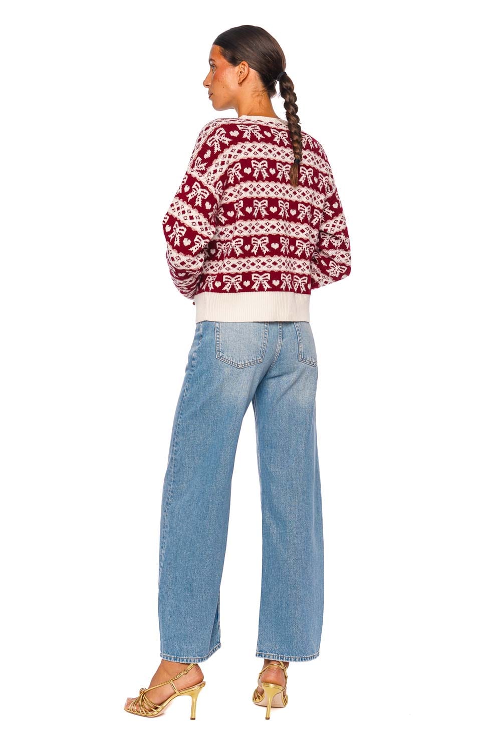 LoveShackFancy Opalette Cranberry Frost Metallic Knit Pullover
