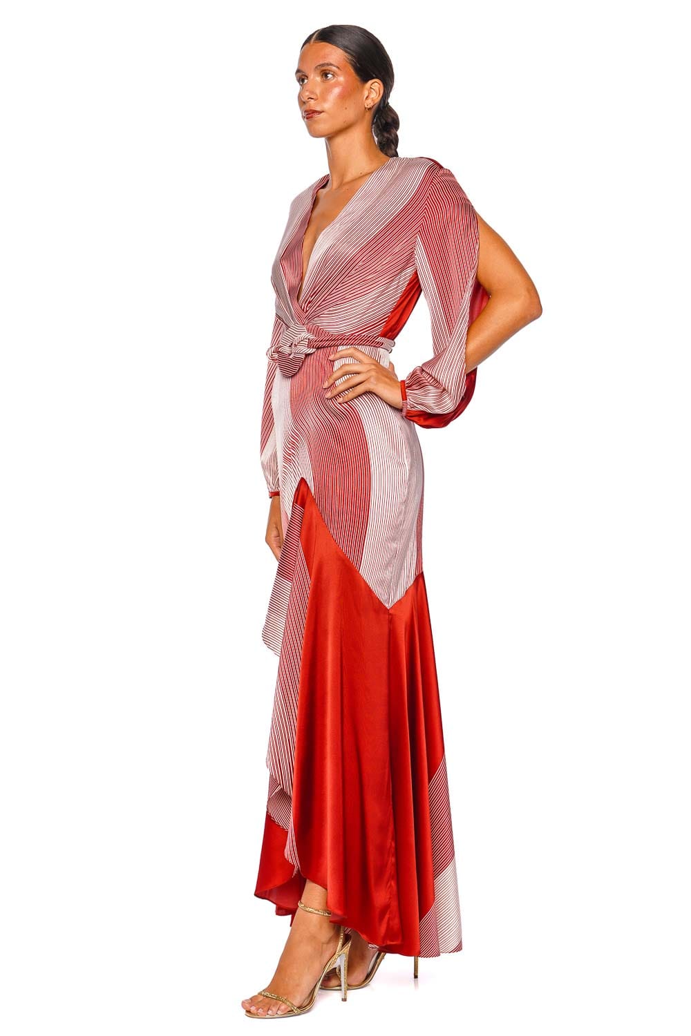Mairet Belted Long Sleeve Silk Maxi Dress