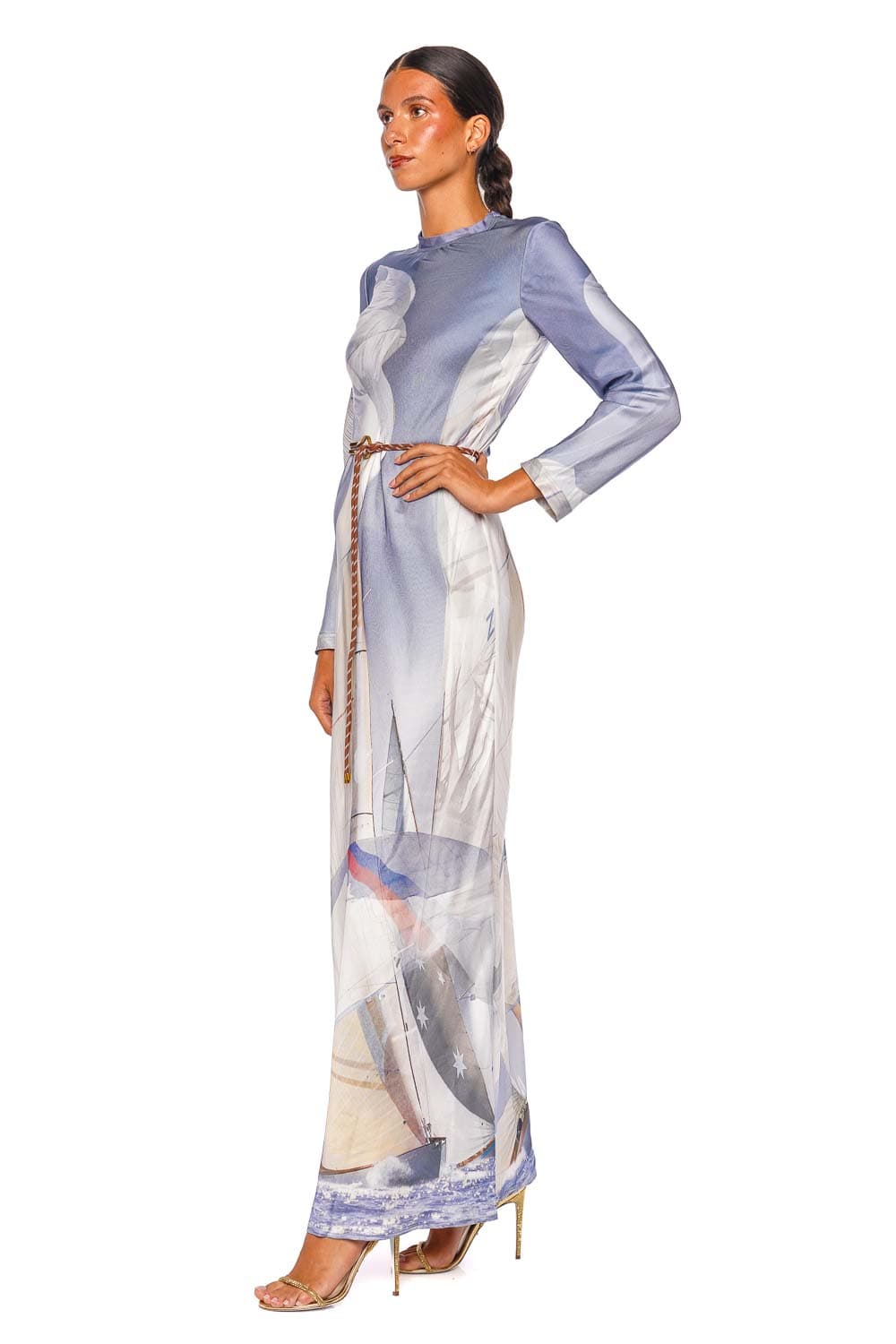 ZIMMERMANN Clash Sail Long Sleeve Sheath Maxi Dress