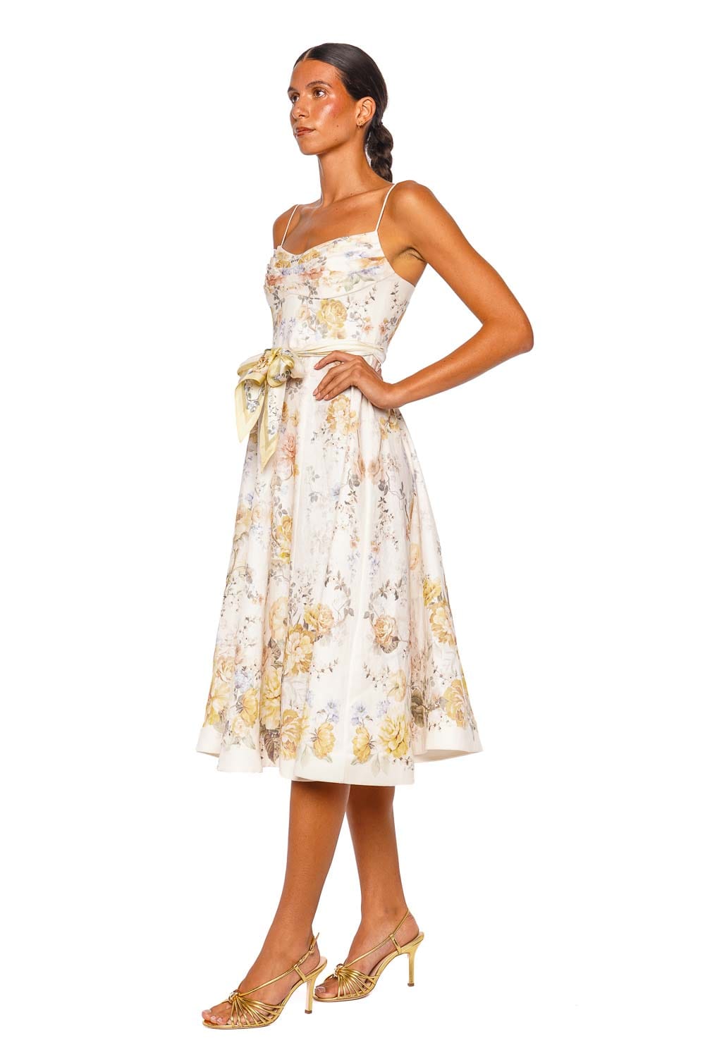 ZIMMERMANN Clash Tuck Citrus Blooms Midi Dress