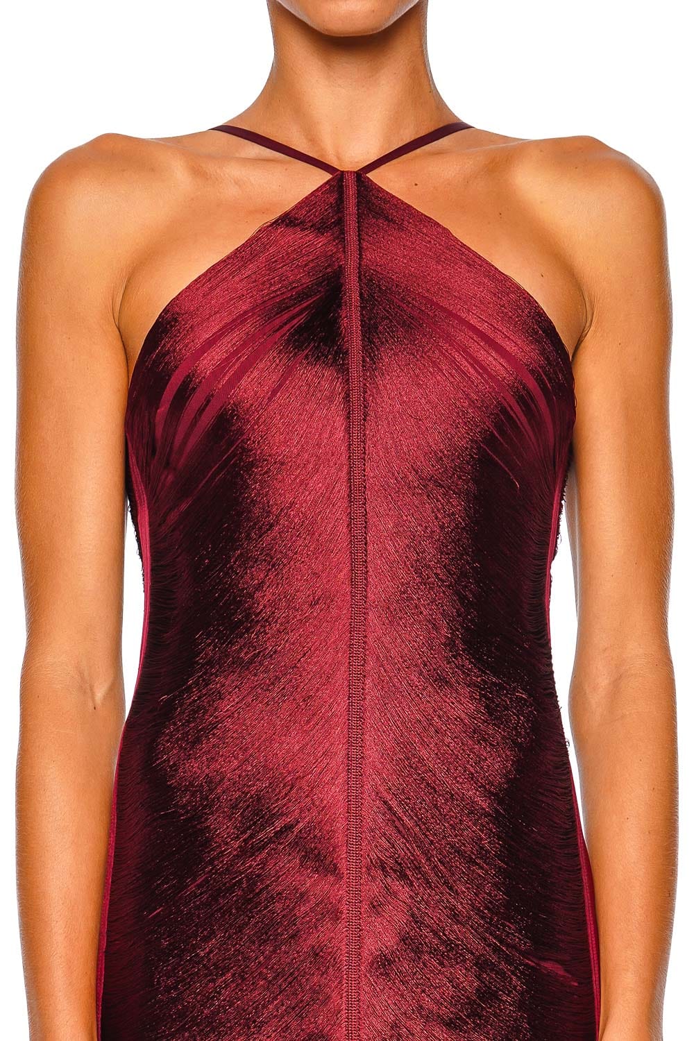Cult Gaia Renata Winter Plum Draped Fringe Gown