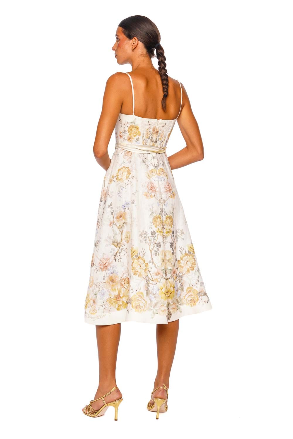 ZIMMERMANN Clash Tuck Citrus Blooms Midi Dress