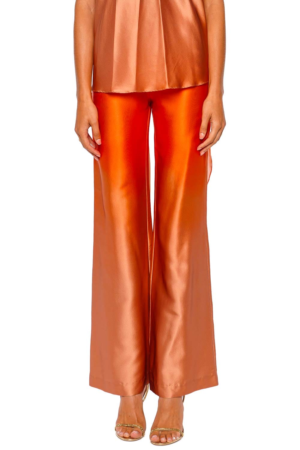 Andie Orange Degrade Silk Wide Leg Pant