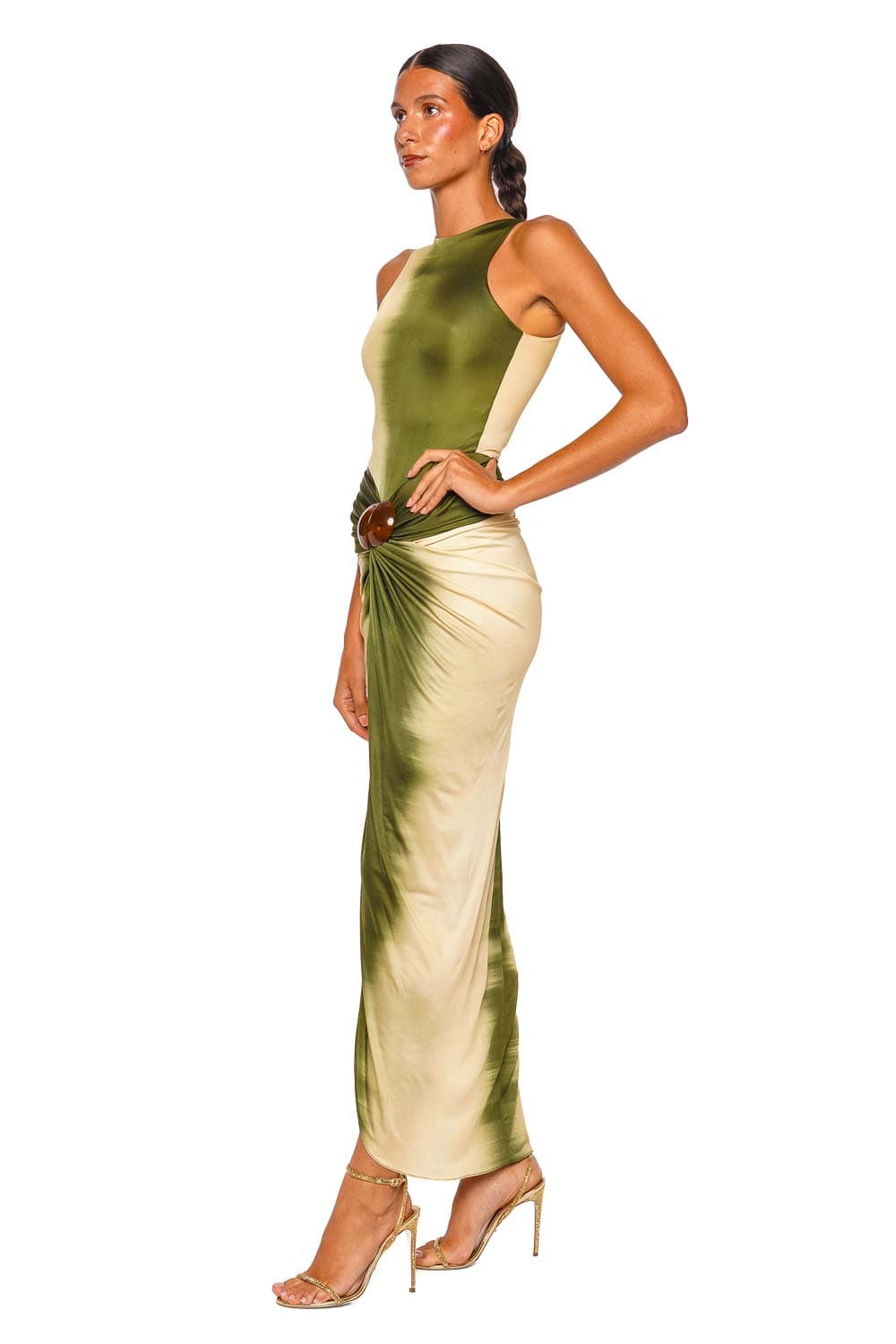 Leni Green Mirage Gathered Jersey Maxi Dress