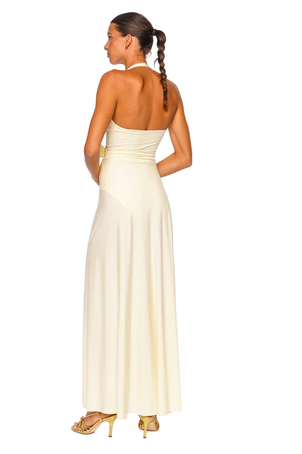 Maygel Coronel Talunéa Vainilla Halter Maxi Dress