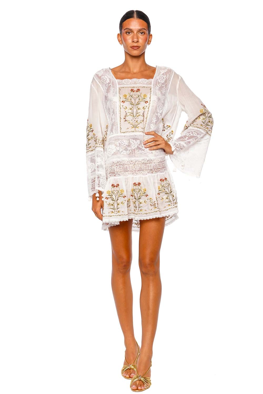 ZIMMERMANN Fairlight Embroidered Long Sleeve Mini Dress