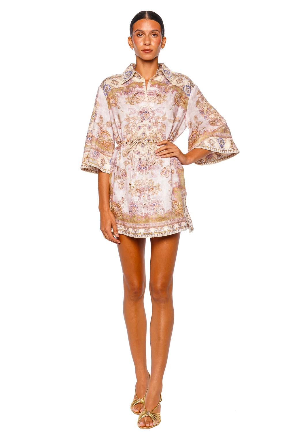 ZIMMERMANN Echo Tunic Lilac Jacobean Mini Dress