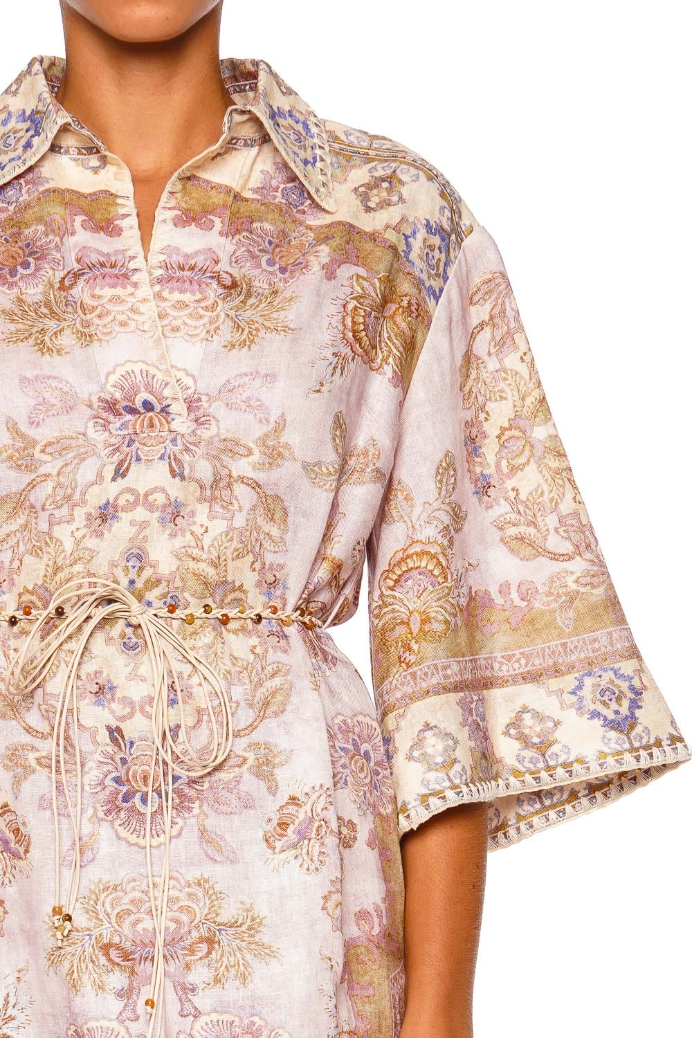 ZIMMERMANN Echo Tunic Lilac Jacobean Mini Dress