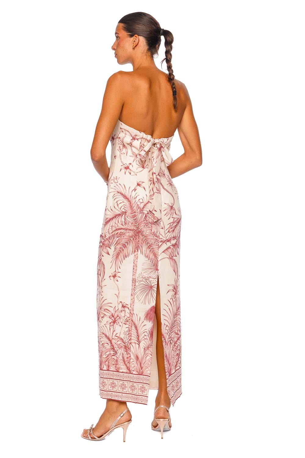 Andres Otalora Oris Ivory Pink Strapless Maxi Dress