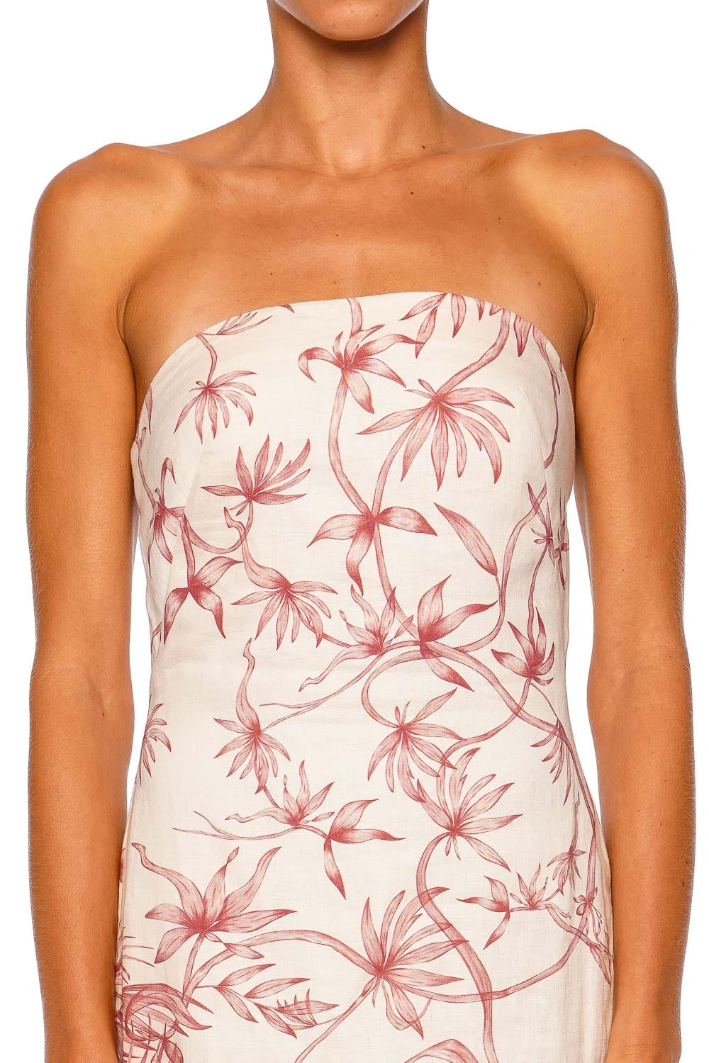 Andres Otalora Oris Ivory Pink Strapless Maxi Dress