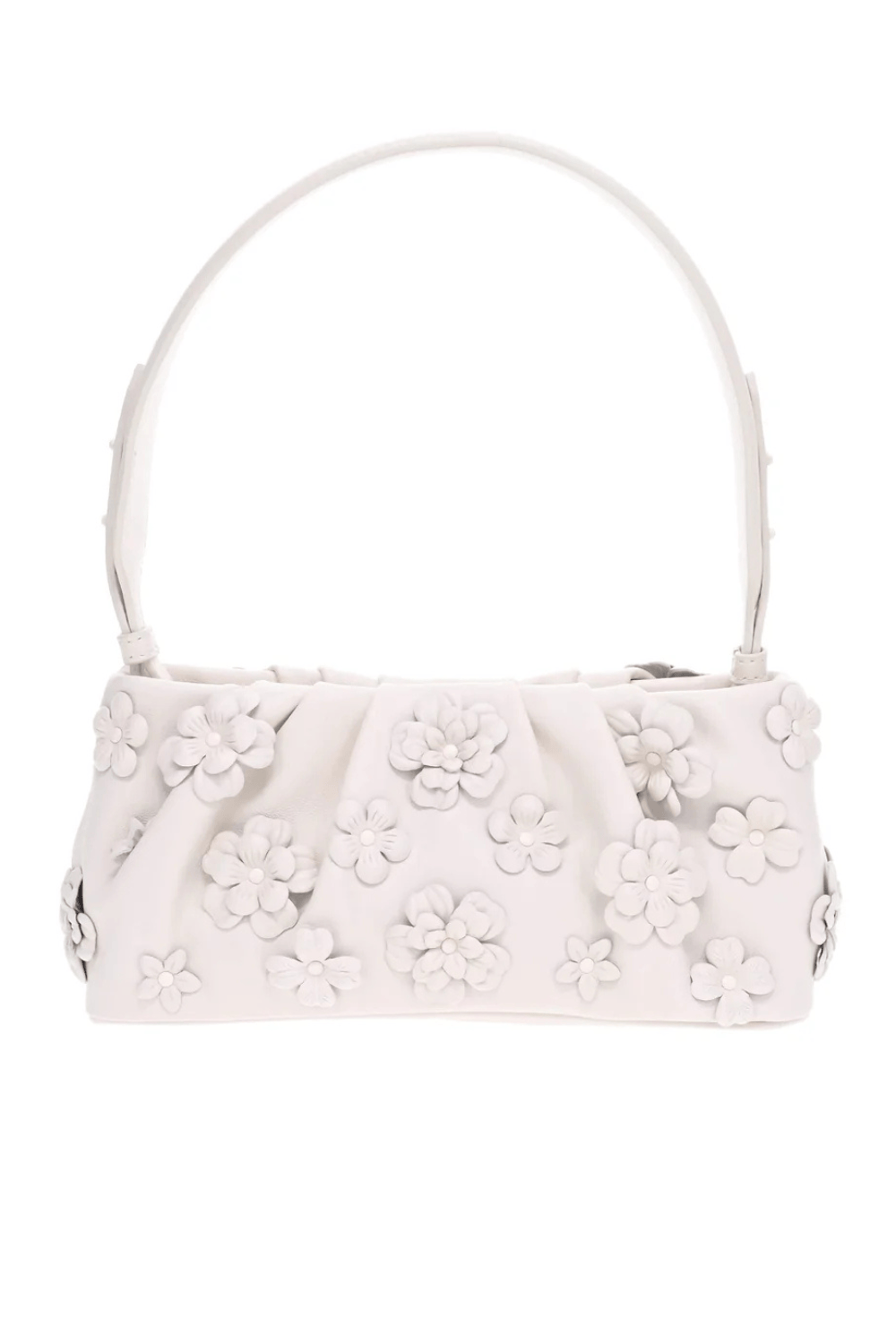 Harlow Ivory Leather Flower Shoulder Bag