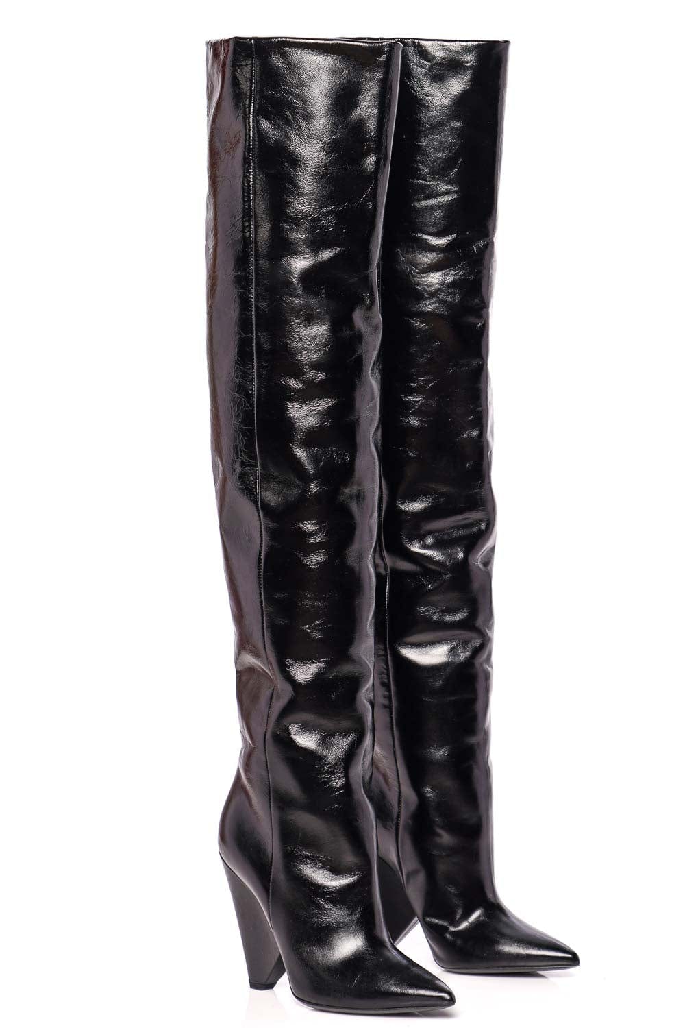 Lola's Closet Saint Laurent Nicky Over The Knee Patent Leather Boot