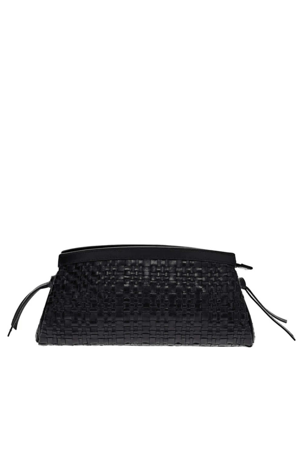 Maude Black Woven Leather Convertible Clutch