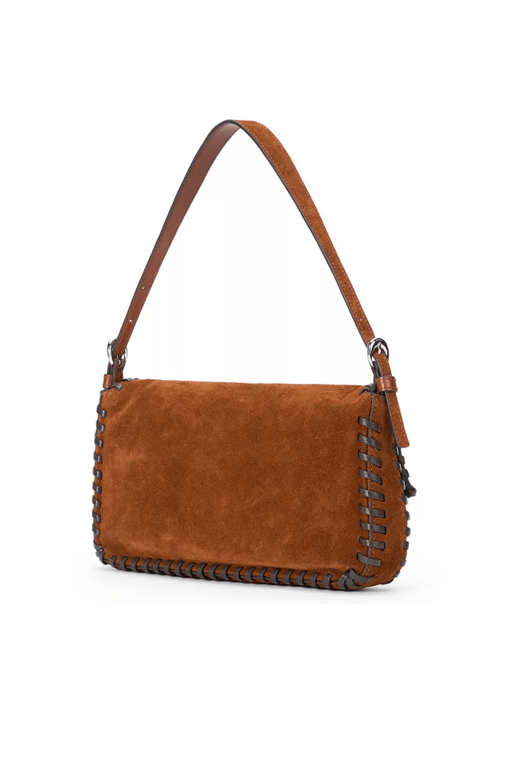 Staud Harlow Tabac Espresso Suede Shoulder Bag