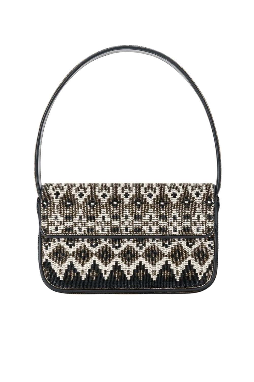 Staud Tommy Beaded Black and White Shoulder Bag
