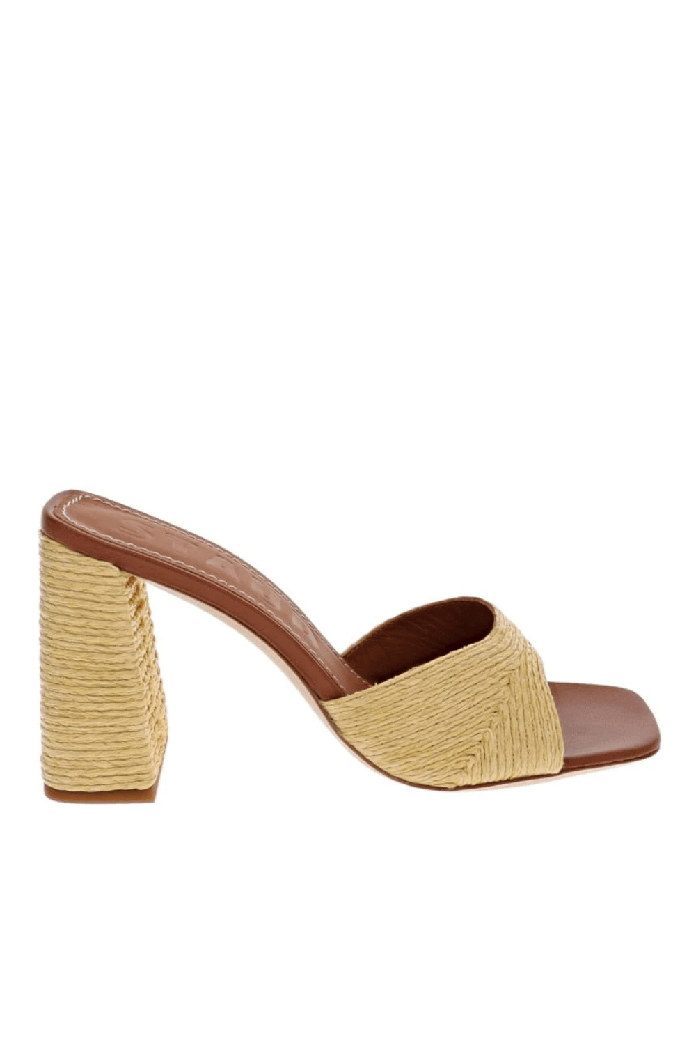 Staud Sloane Natural Raffia Block Heel Sandals