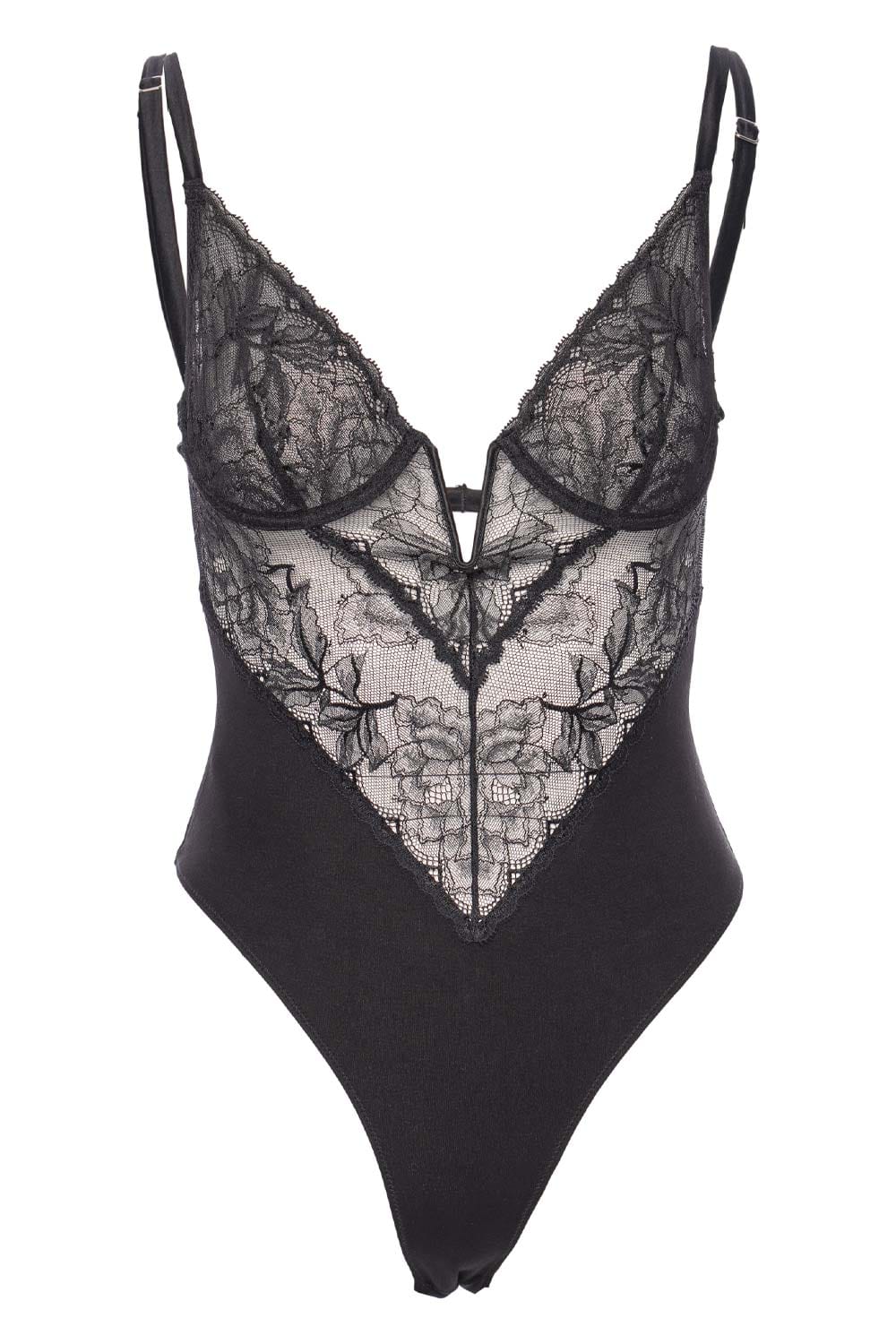 Fleur Du Mal Gardenia Black Lace Bodysuit