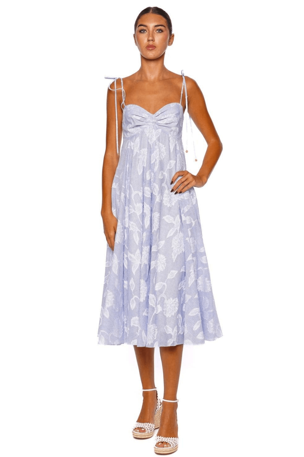 Cara Cara Sunray Floral Tie Shoulder Midi Dress