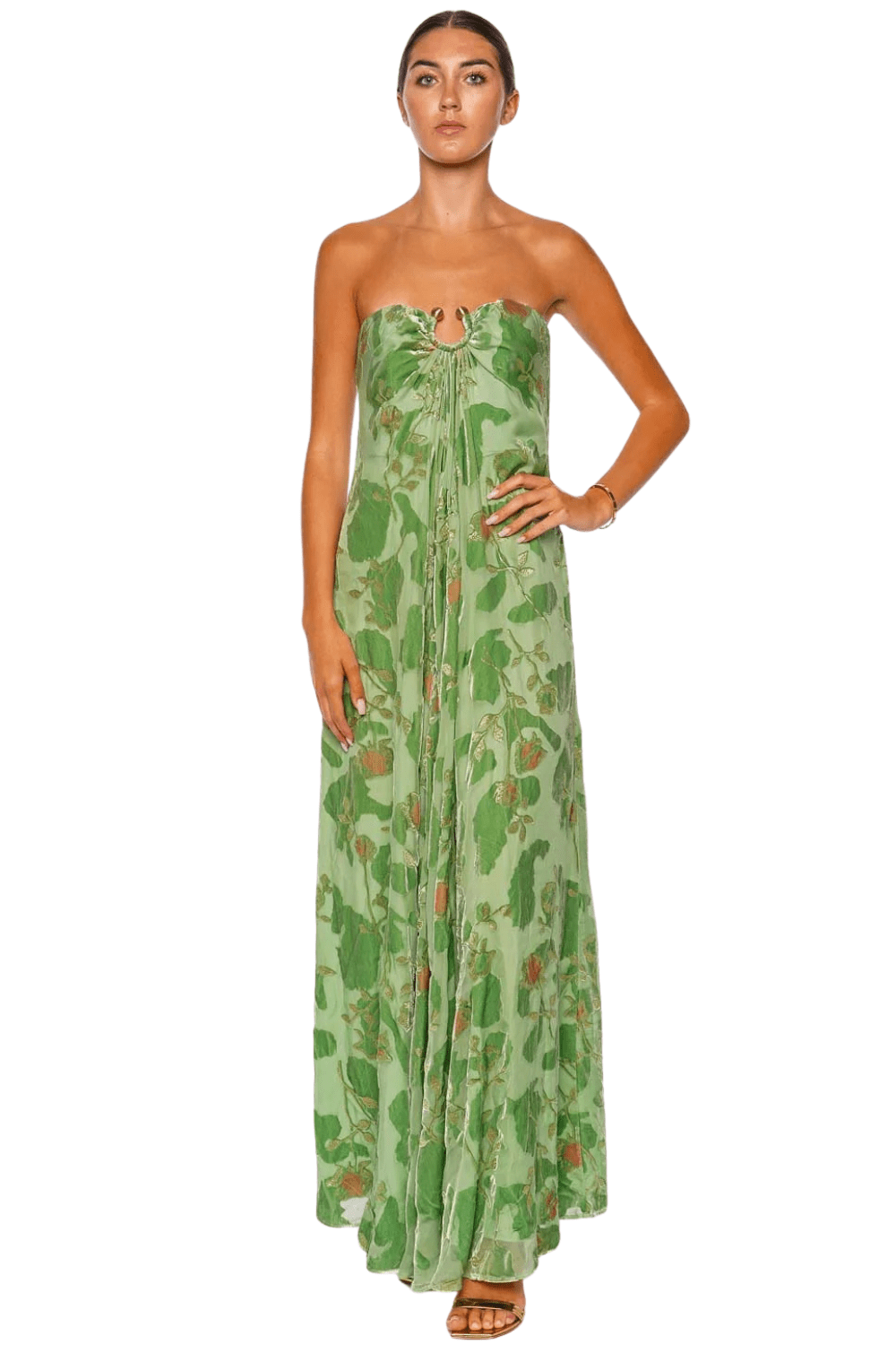 Cult Gaia Renay Moldavite Strapless Maxi Dress