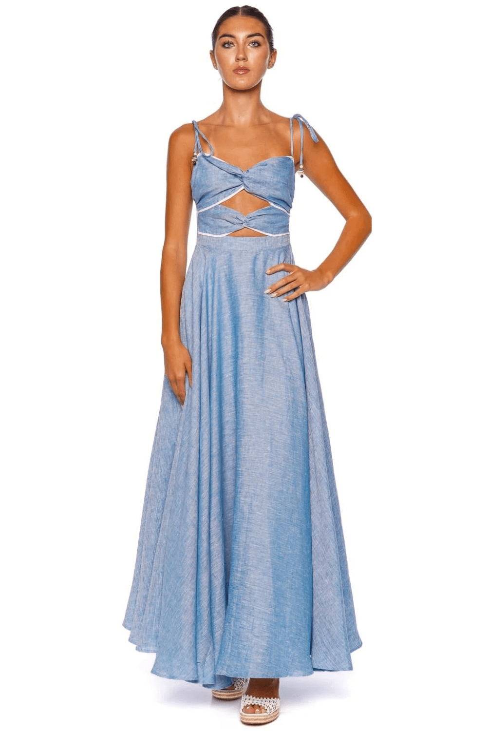 Azulu Monroe Cut Out Linen Maxi Dress