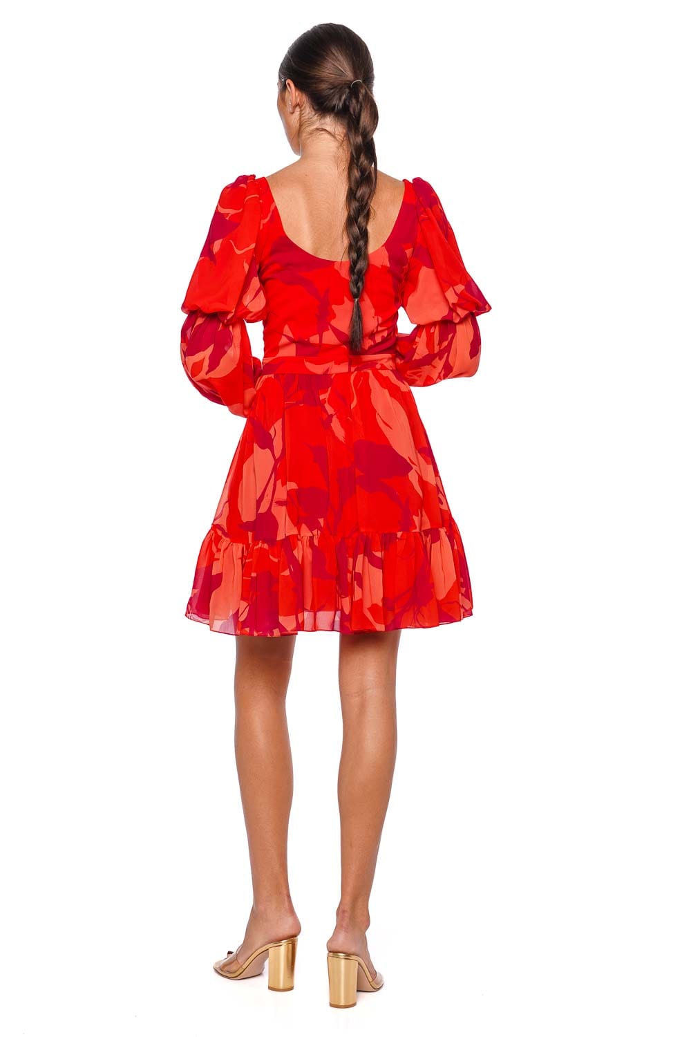 Andres Otalora Granadilla Printed Chiffon Ruffled Mini Dress