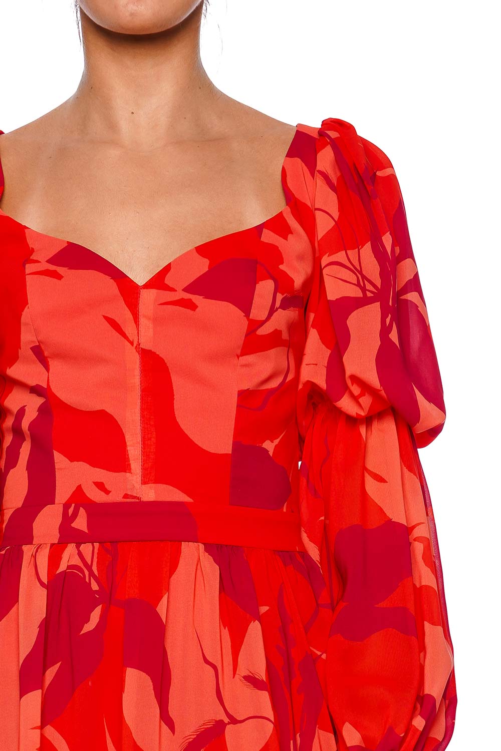 Andres Otalora Granadilla Printed Chiffon Ruffled Mini Dress