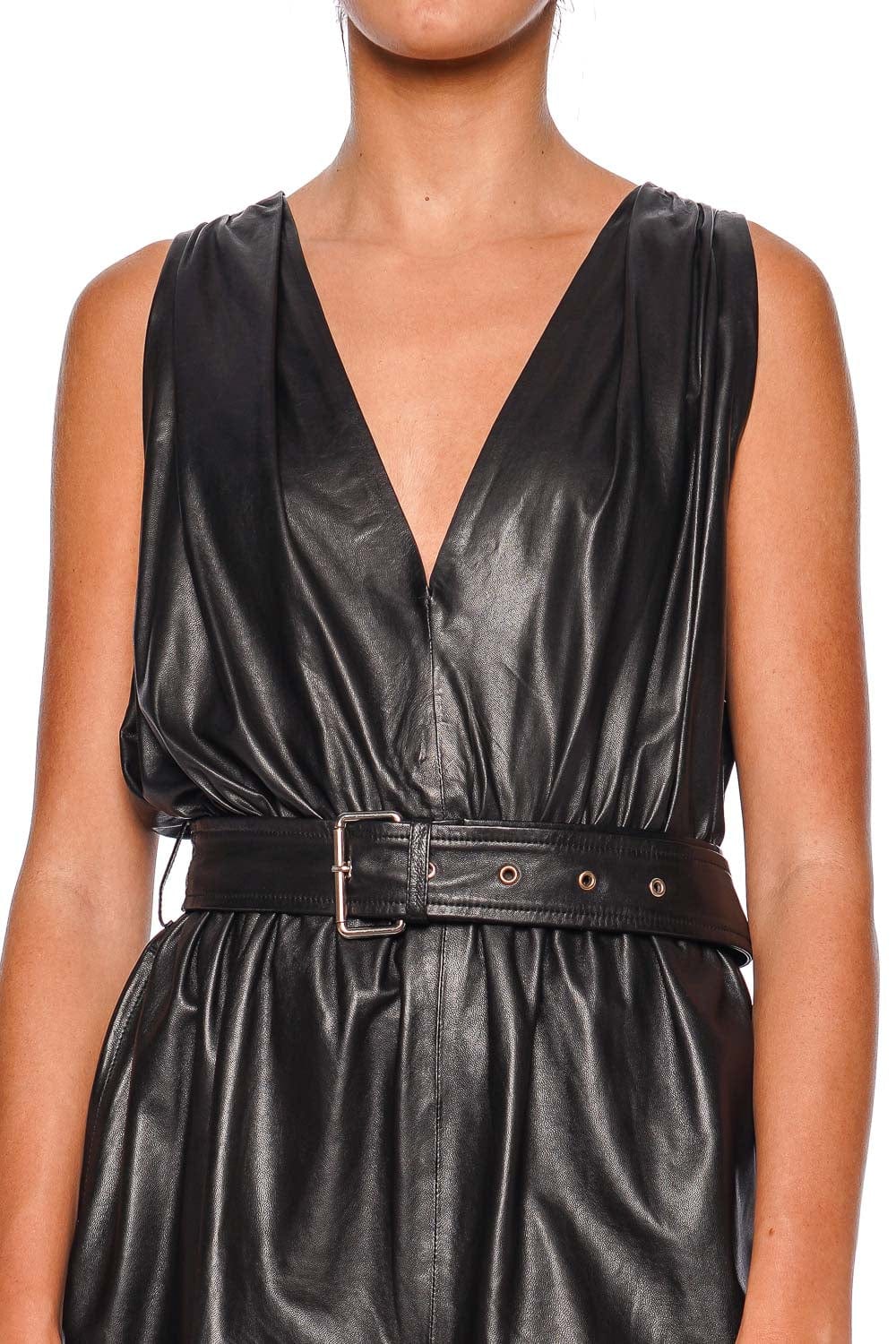 IRO Garissa V-Neck Sleeveless Leather Romper