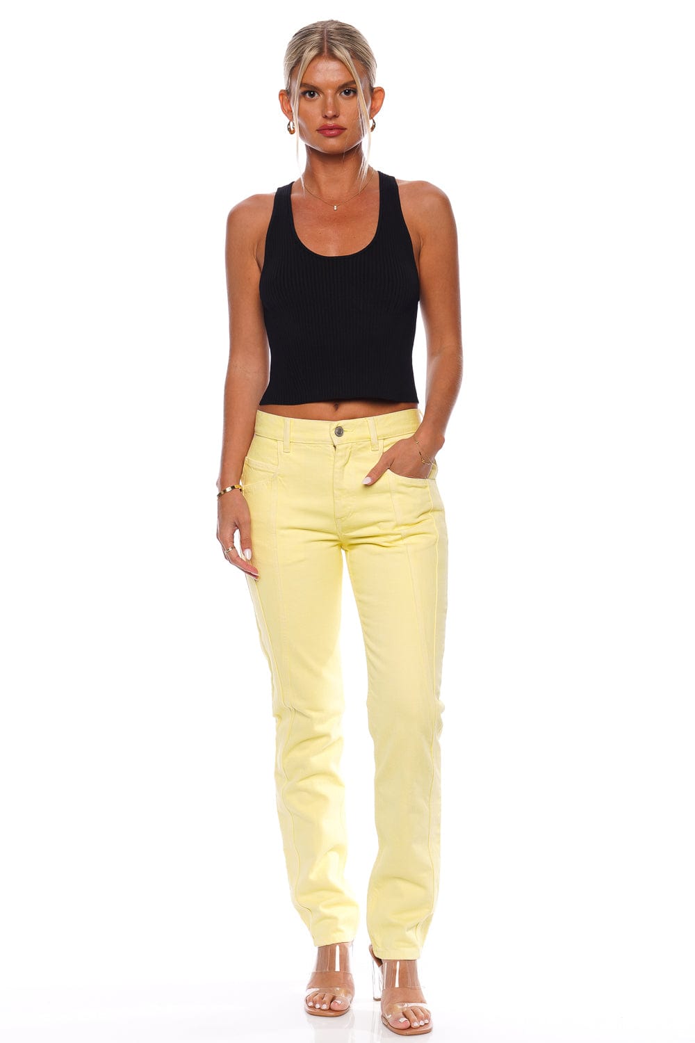 Isabel Marant Vikira Light Yellow Straight leg Jean