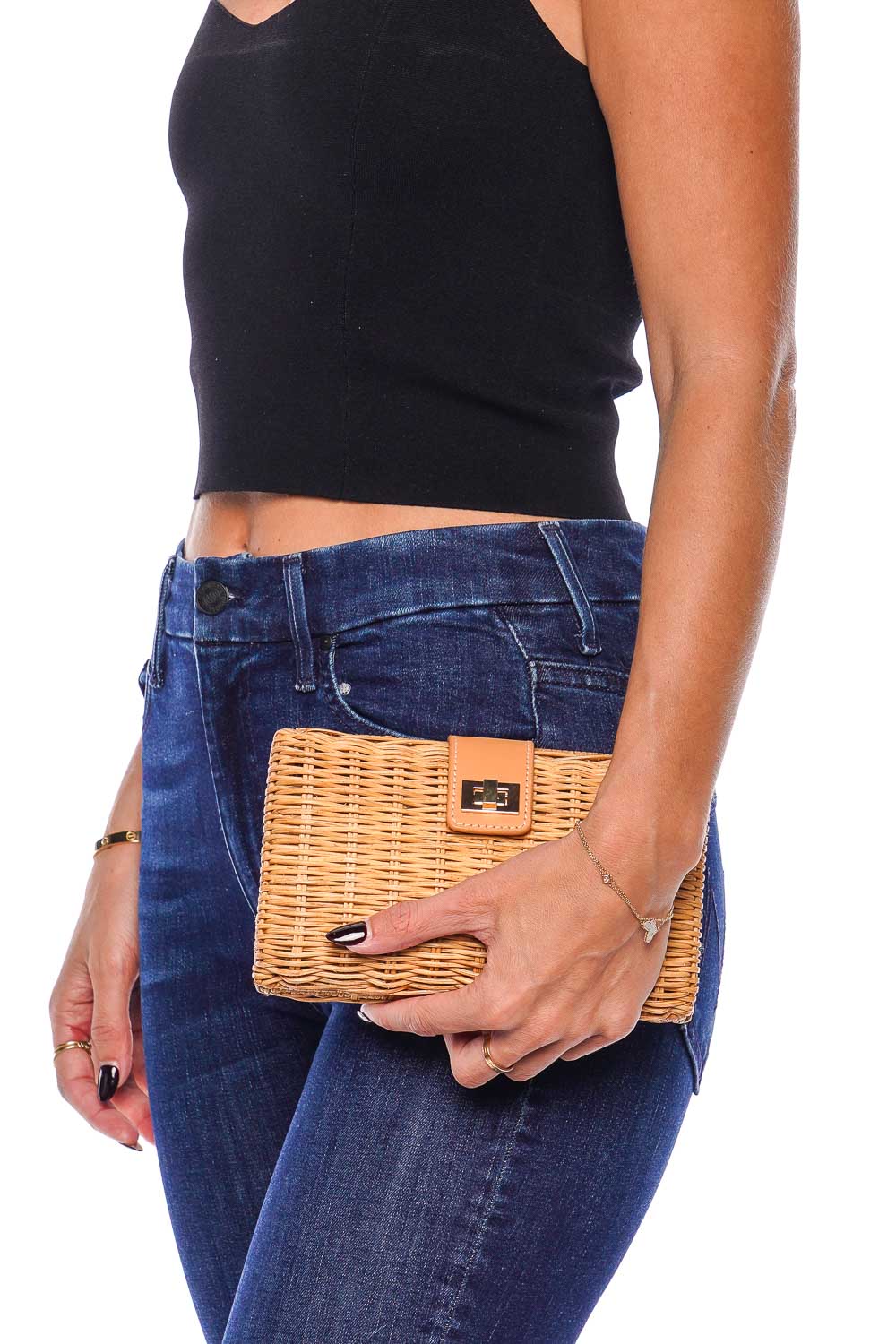 Lou Natural Wicker Straw Clutch