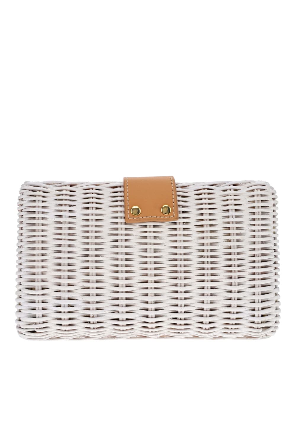 Lou White Wicker Straw Clutch