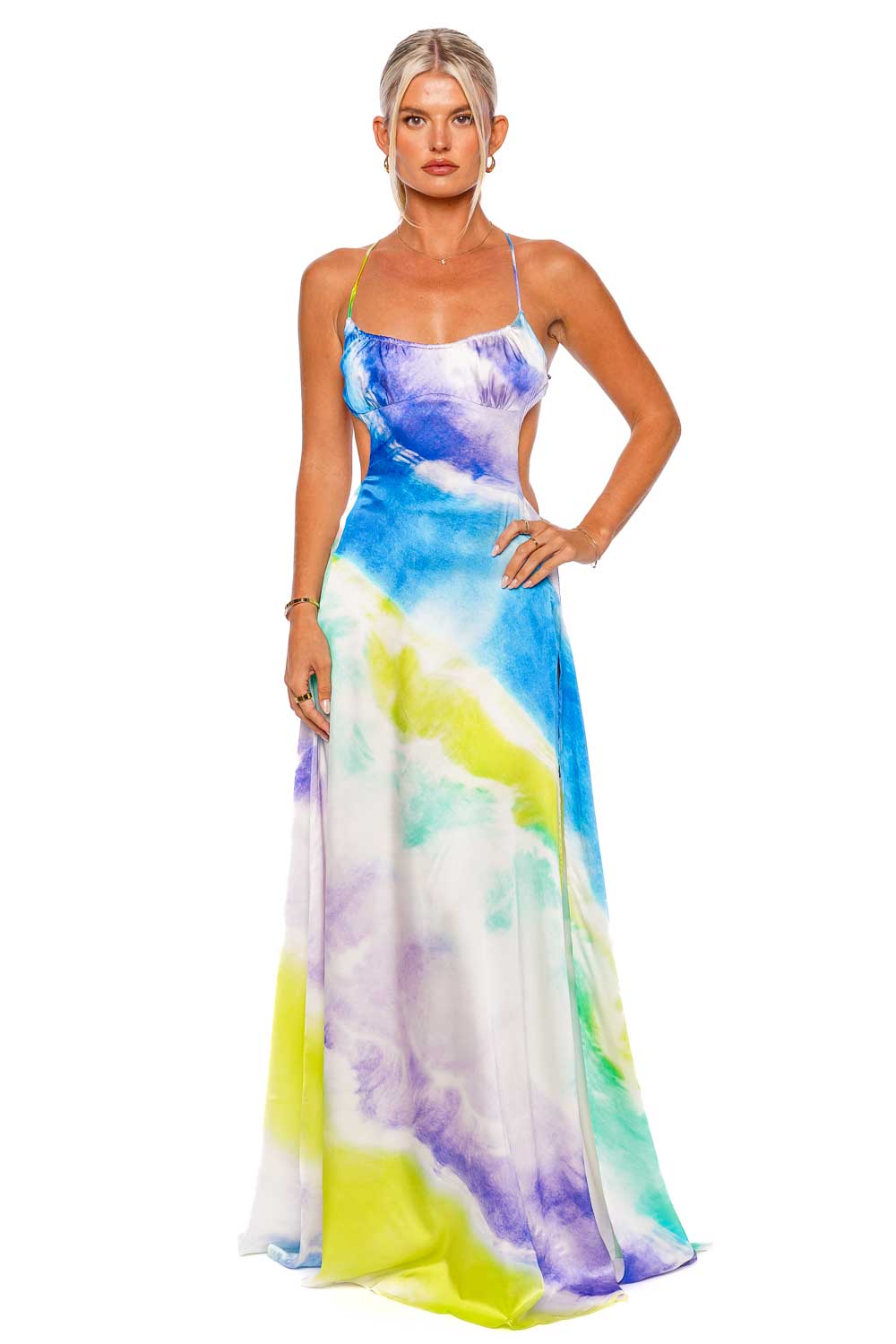 Retrofête Scarlett Watercolor Wave Maxi Dress