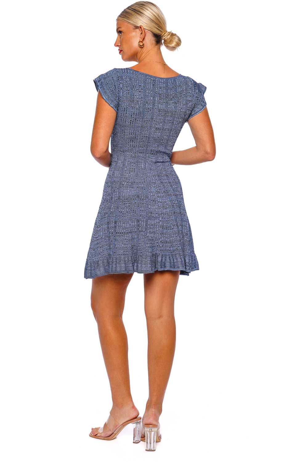 Etro Blue Ruffled Knit Mini Dress