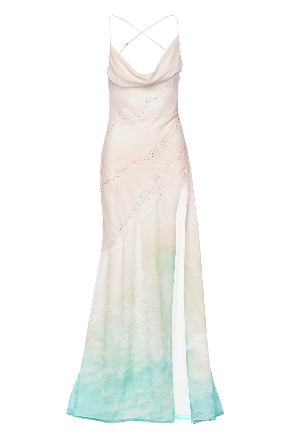 Retrofête Destiny Turquoise Bay Silk Maxi Dress