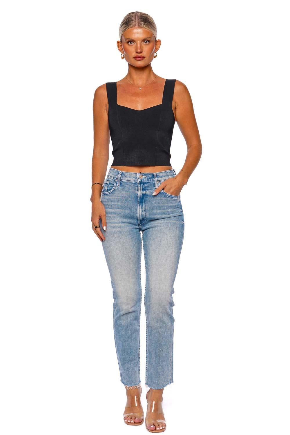 MOTHER Denim HIGH WAISTED RIDER ANKLE FRAY
