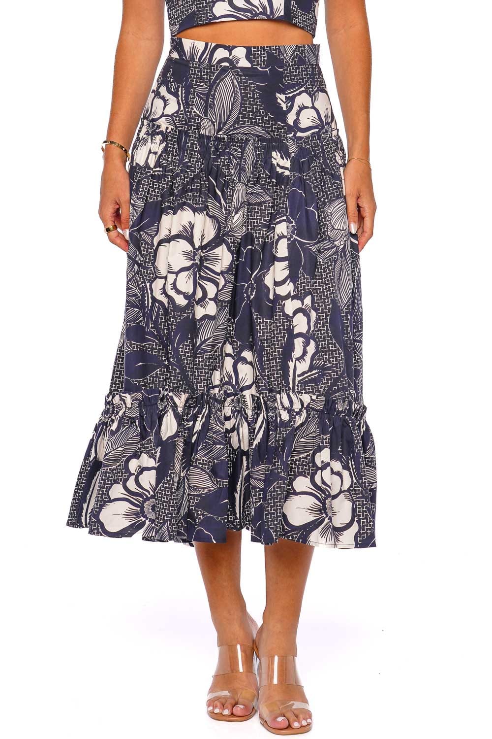 Cara Cara Tisbury Printed Cotton Midi Skirt