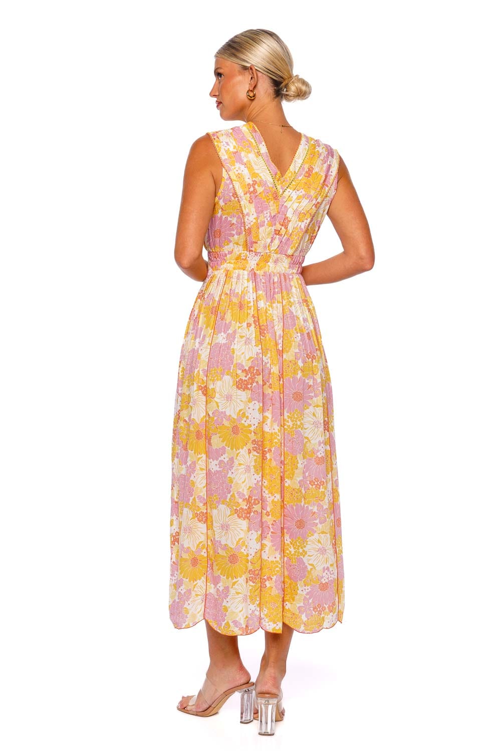 Poupette St Barth Agnes Yellow Flower Maxi Dress